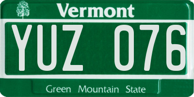 VT license plate YUZ076