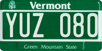 VT license plate YUZ080