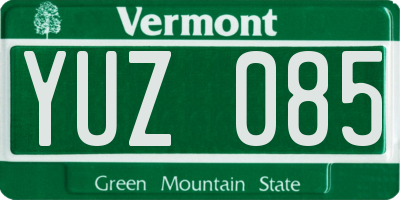 VT license plate YUZ085