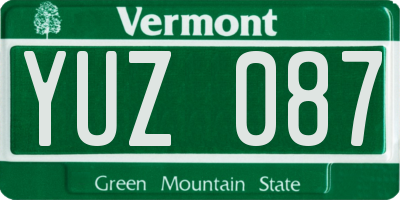 VT license plate YUZ087