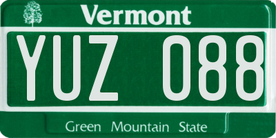 VT license plate YUZ088