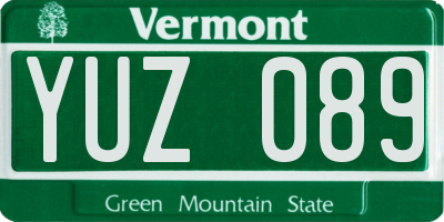 VT license plate YUZ089