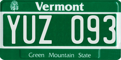 VT license plate YUZ093