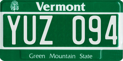 VT license plate YUZ094