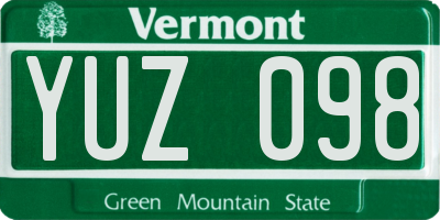 VT license plate YUZ098