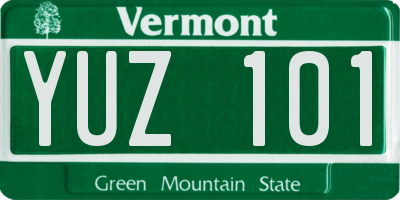 VT license plate YUZ101