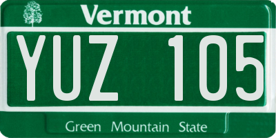 VT license plate YUZ105