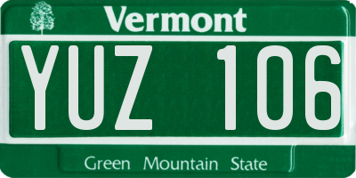 VT license plate YUZ106