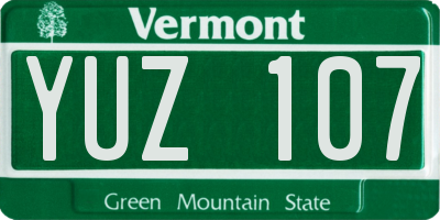 VT license plate YUZ107