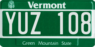 VT license plate YUZ108
