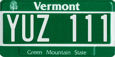 VT license plate YUZ111
