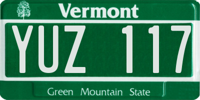 VT license plate YUZ117