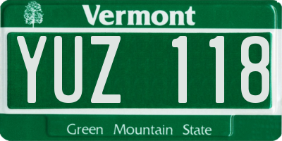 VT license plate YUZ118