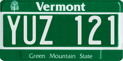 VT license plate YUZ121