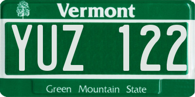 VT license plate YUZ122