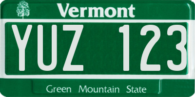 VT license plate YUZ123