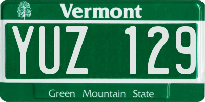 VT license plate YUZ129