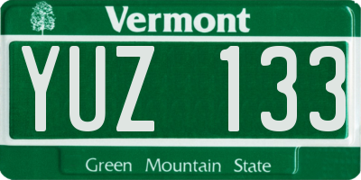 VT license plate YUZ133