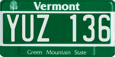 VT license plate YUZ136