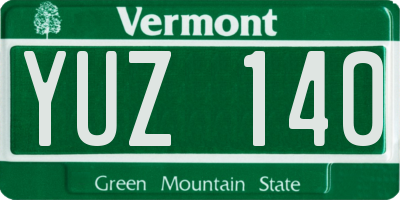 VT license plate YUZ140