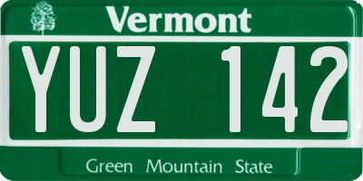 VT license plate YUZ142