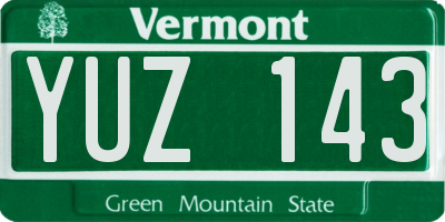 VT license plate YUZ143