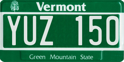 VT license plate YUZ150