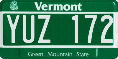 VT license plate YUZ172