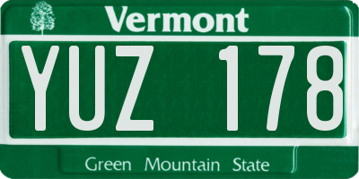 VT license plate YUZ178