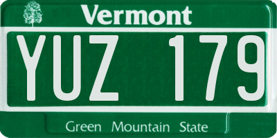 VT license plate YUZ179
