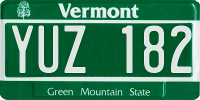 VT license plate YUZ182