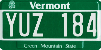 VT license plate YUZ184