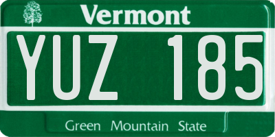 VT license plate YUZ185