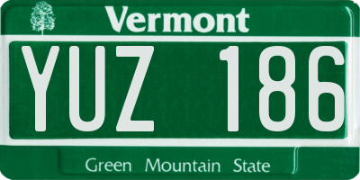 VT license plate YUZ186