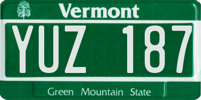 VT license plate YUZ187