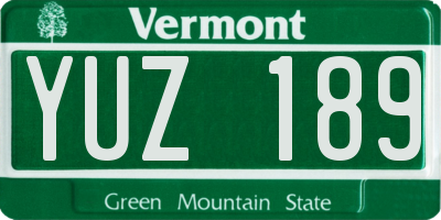 VT license plate YUZ189