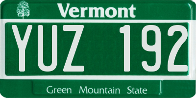VT license plate YUZ192