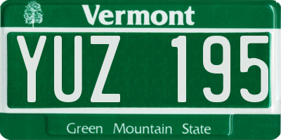 VT license plate YUZ195