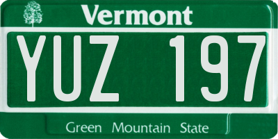 VT license plate YUZ197