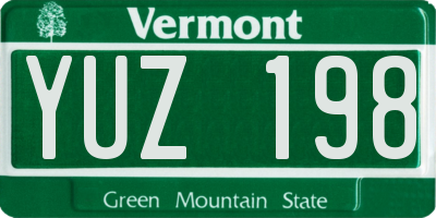 VT license plate YUZ198