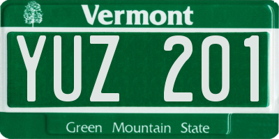 VT license plate YUZ201