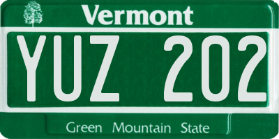 VT license plate YUZ202