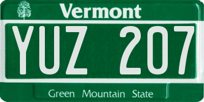 VT license plate YUZ207