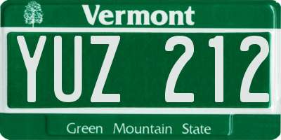 VT license plate YUZ212