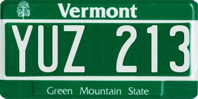 VT license plate YUZ213