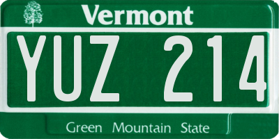 VT license plate YUZ214