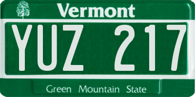 VT license plate YUZ217