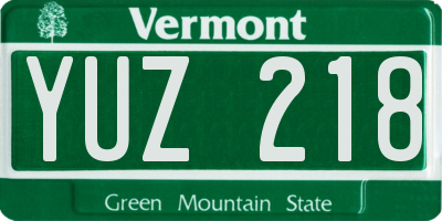 VT license plate YUZ218