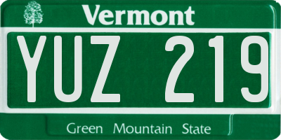 VT license plate YUZ219