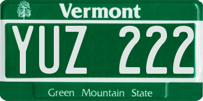 VT license plate YUZ222